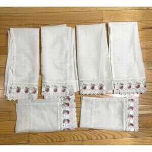 Farmhouse Apple Lace Café Curtain Set Cottagecore Kitchen Country Grandmacore